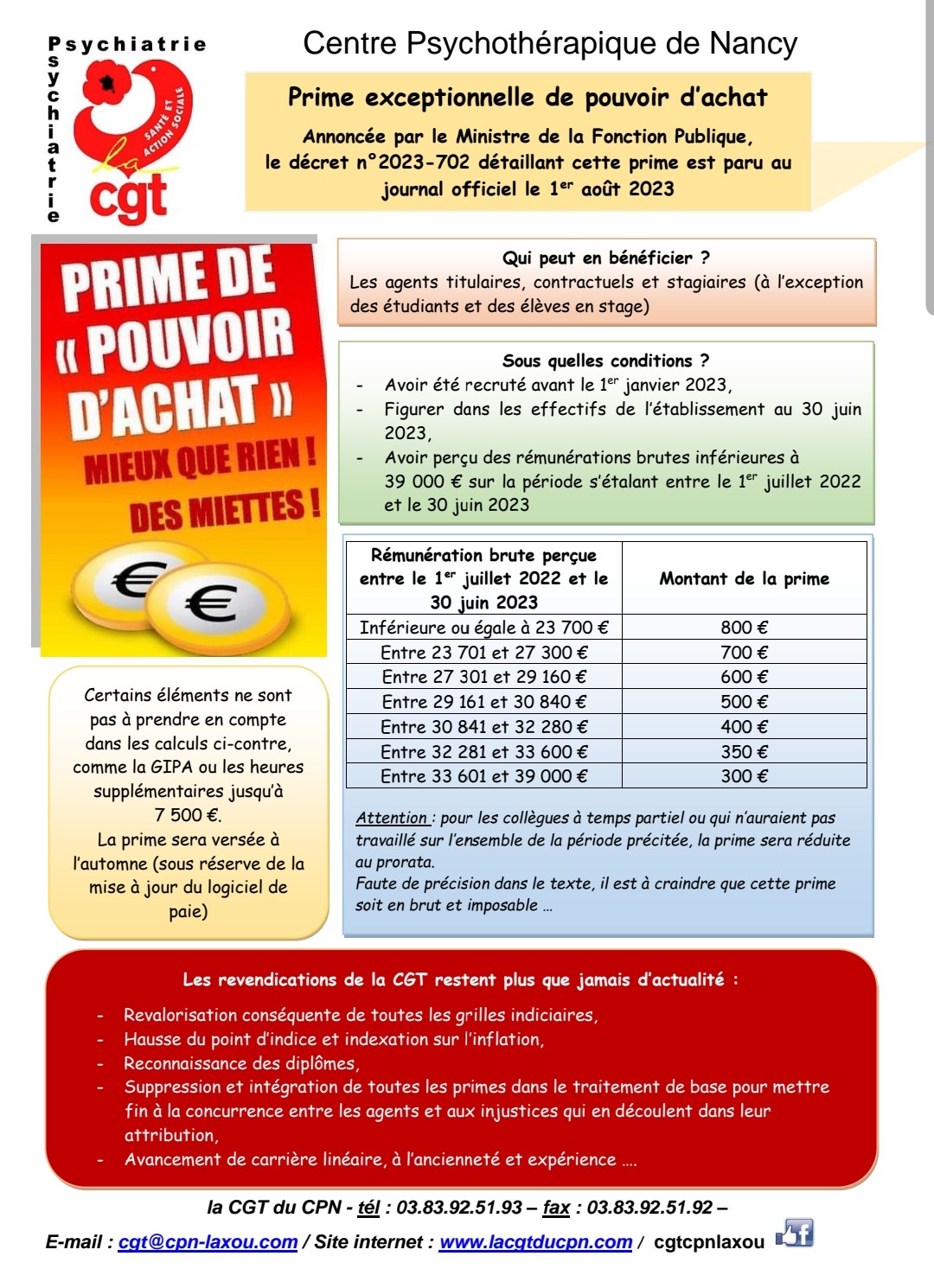 Tract CGT CPN prime pouvoir d'achat FPH